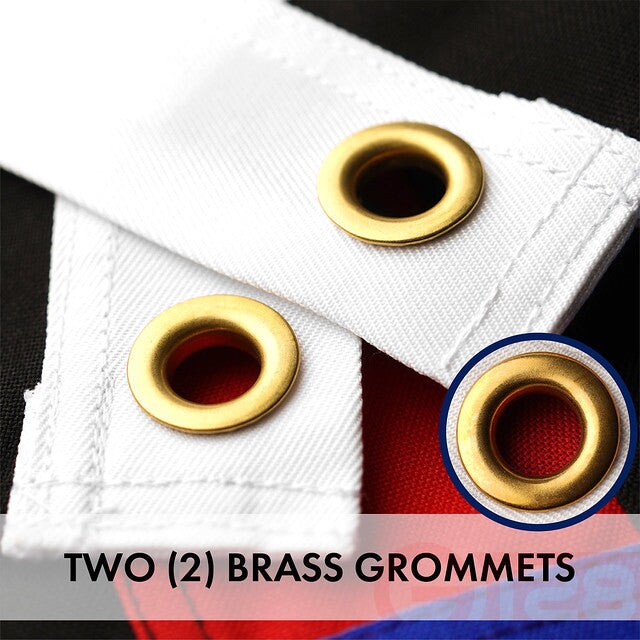 G128 Combo Pack: USA American Flag &#x26; Thin Blue/Red Line Flag 2.5x4 Ft Embroidered Spun Polyester, Indoor/Outdoor, Brass Grommets, Police and First Responder Flag