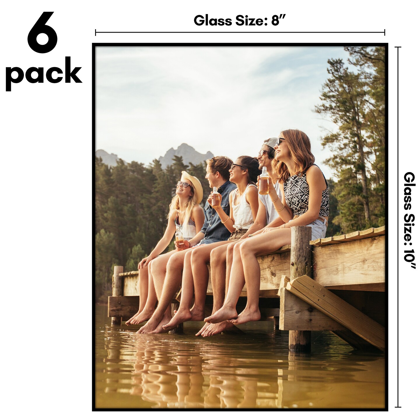 Americanflat Front Loading Picture Frame Set - Set of 6- Multi Picture Frames - Perfect for Photos and Wall Decor - Shatter Resistant Glass - Hanging Hardware with Snap-Out Easel