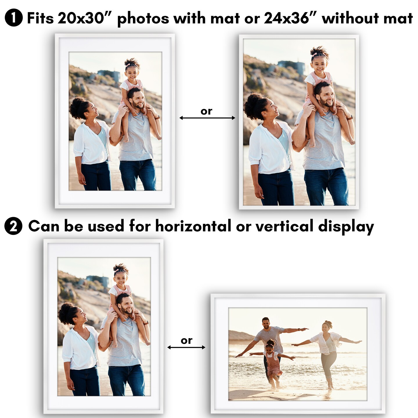 Americanflat Gallery-Style Picture Frame with Mat - Showcase Artwork, Prints, and Photos - Shatter Resistant Glass - Hanging Hardware with Drywall Anchor