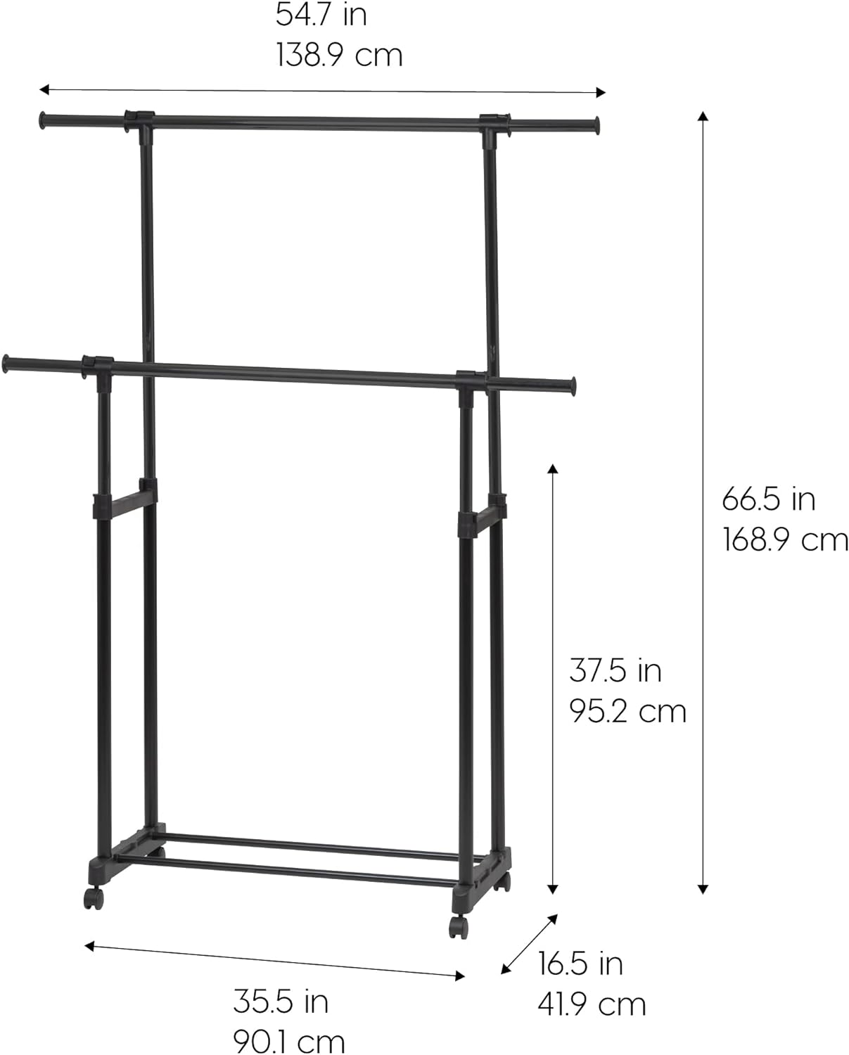 IRIS USA Adjustable Metal Clothes Rack, Garment Rack with wheel