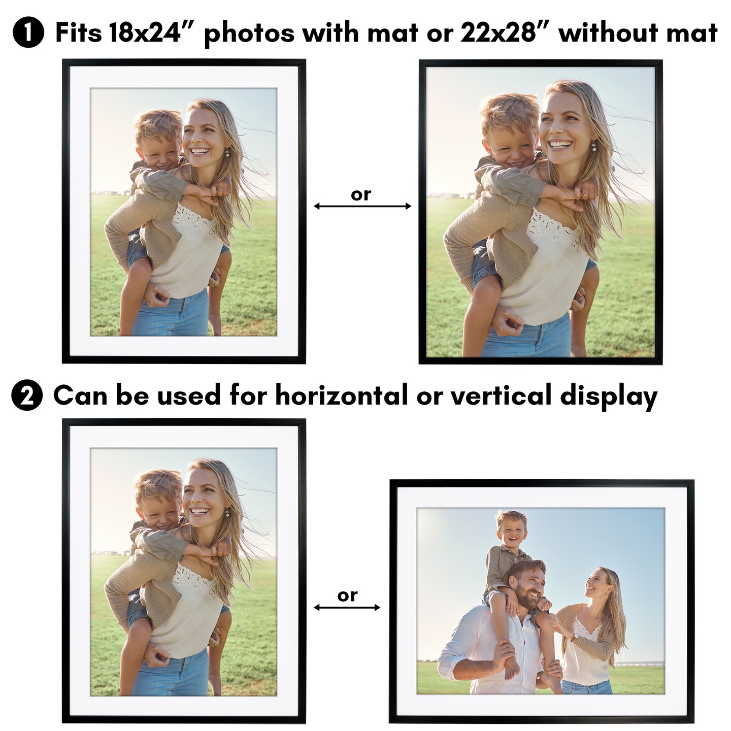 Americanflat Gallery-Style Picture Frame with Mat - Showcase Artwork, Prints, and Photos - Shatter Resistant Glass - Hanging Hardware with Drywall Anchor