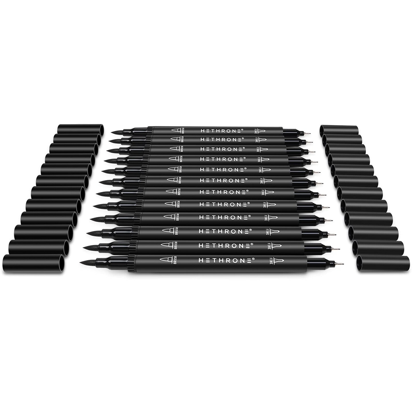 12 Pack Black Markers for Drawing - Marker Pens Brush Pens for Artists Felt Tip Pens Calligraphy Pens