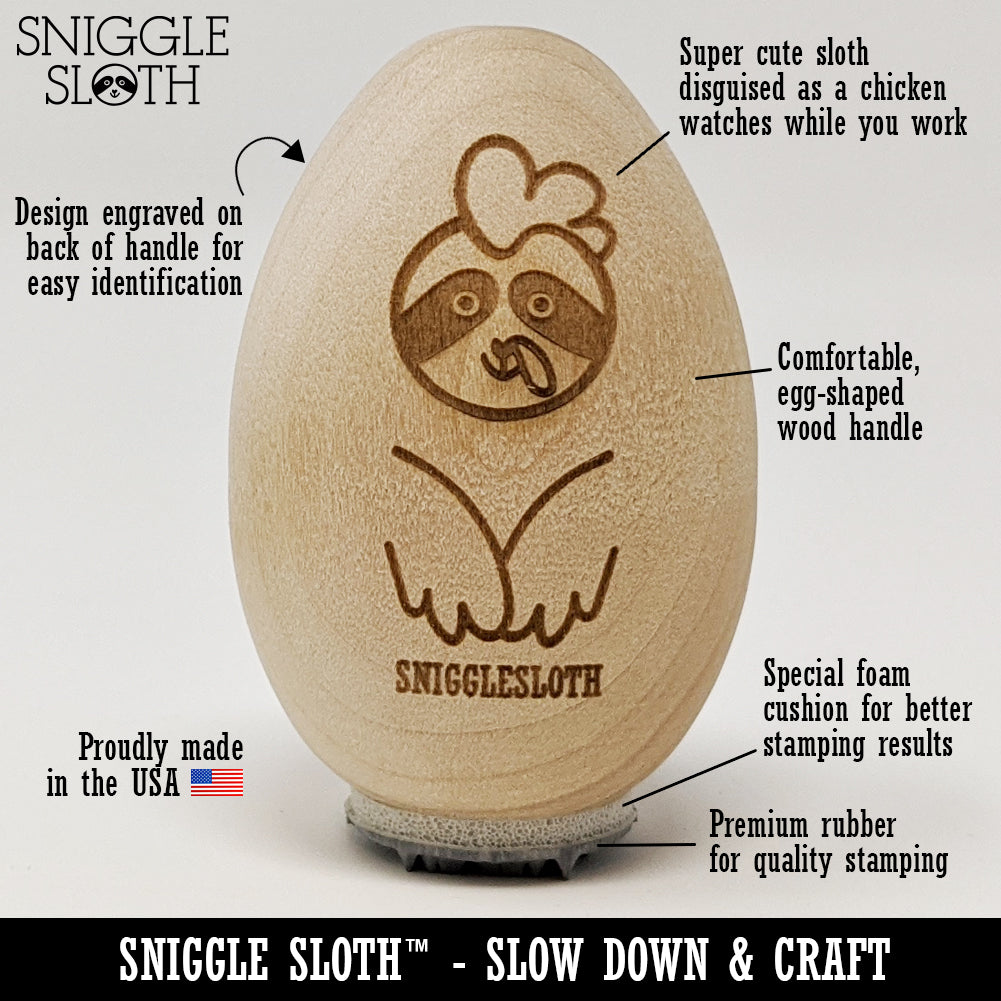 Joy Cursive Text Chicken Egg Rubber Stamp