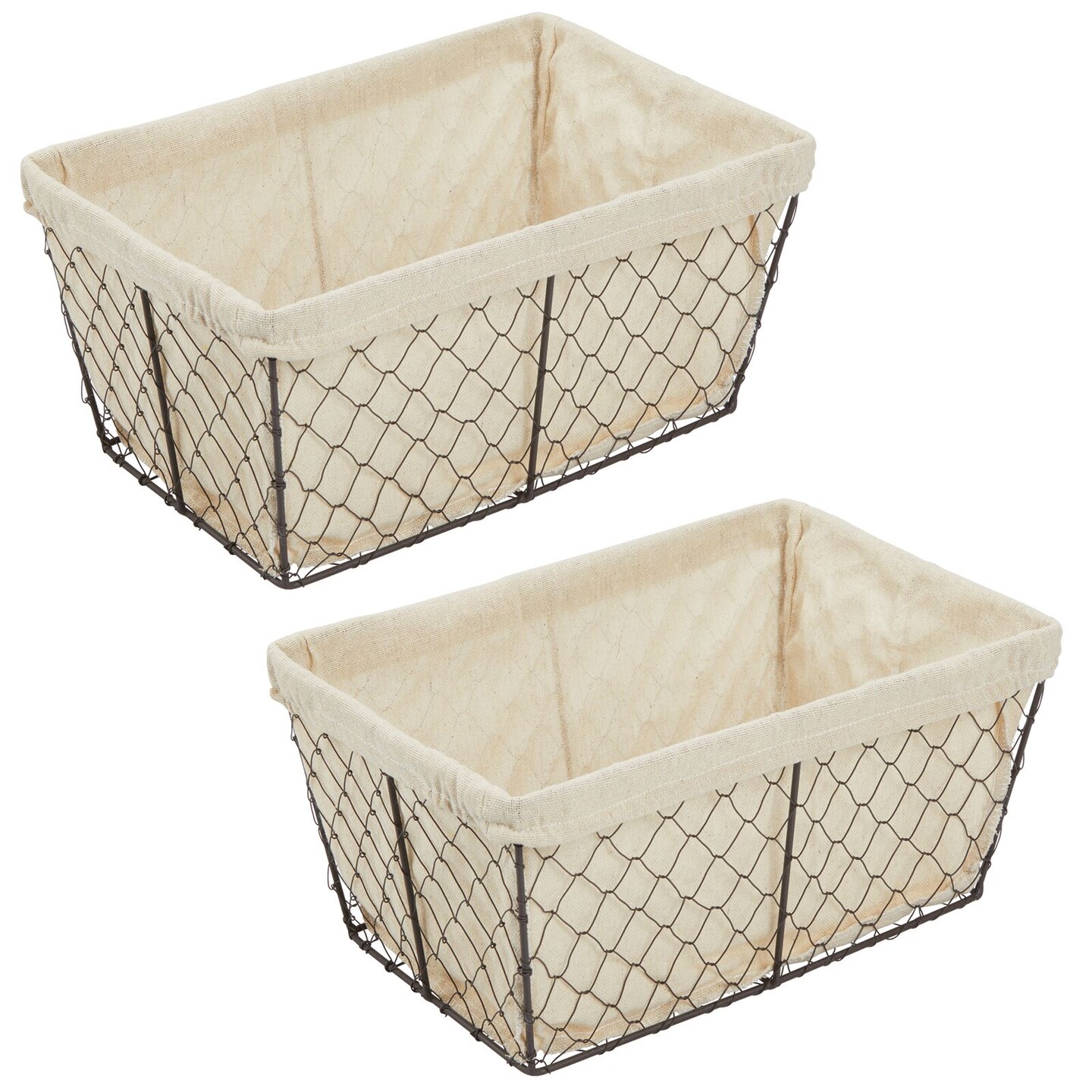 mDesign Medium Chicken Wire Storage Basket, Fabric Liner