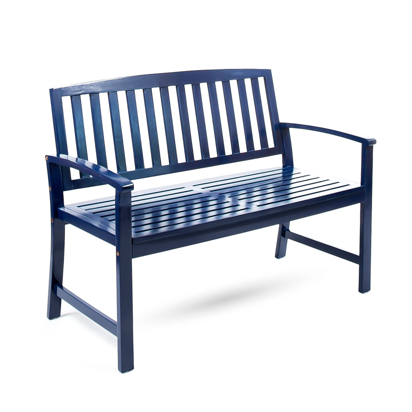 Contemporary Home Living 48.5&#x22; Navy Blue Contemporary Rectangular Outdoor Bench with Back