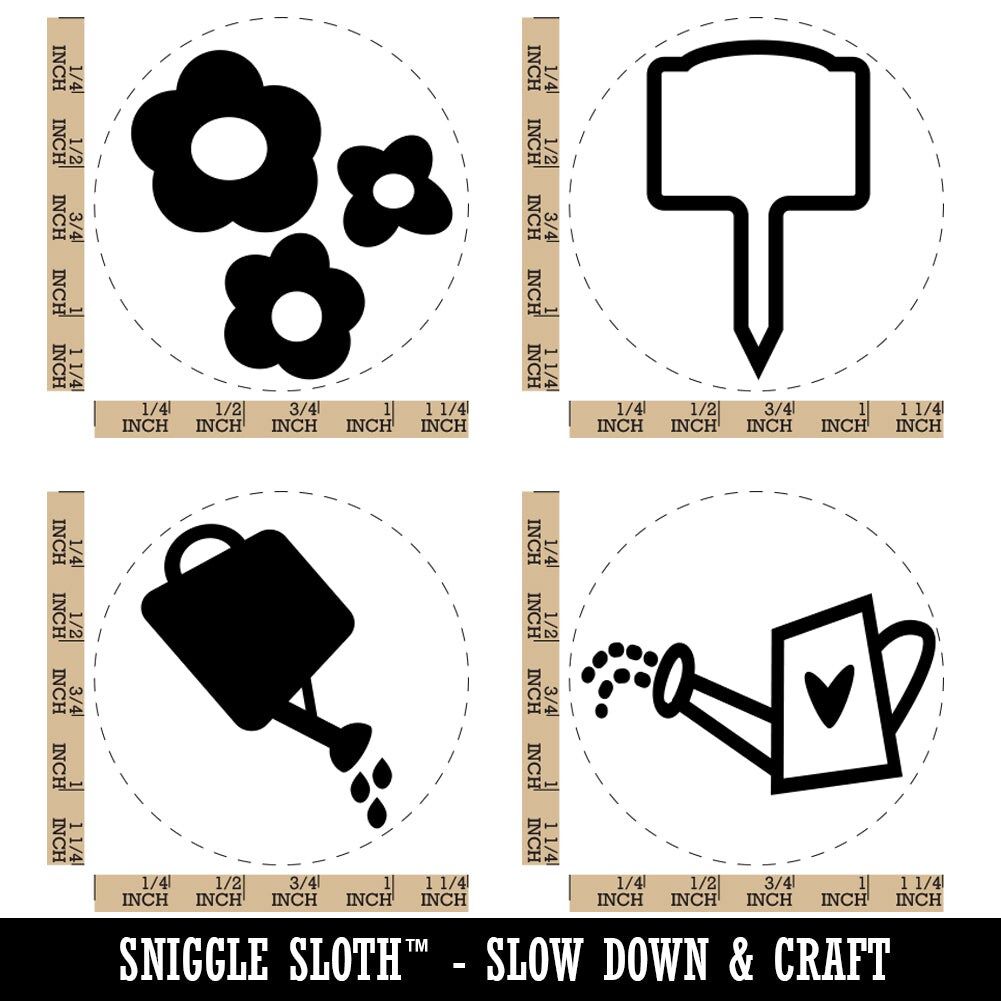 Gardening Watering Can Plant Flowers Marker Rubber Stamp Set for Stamping Crafting Planners