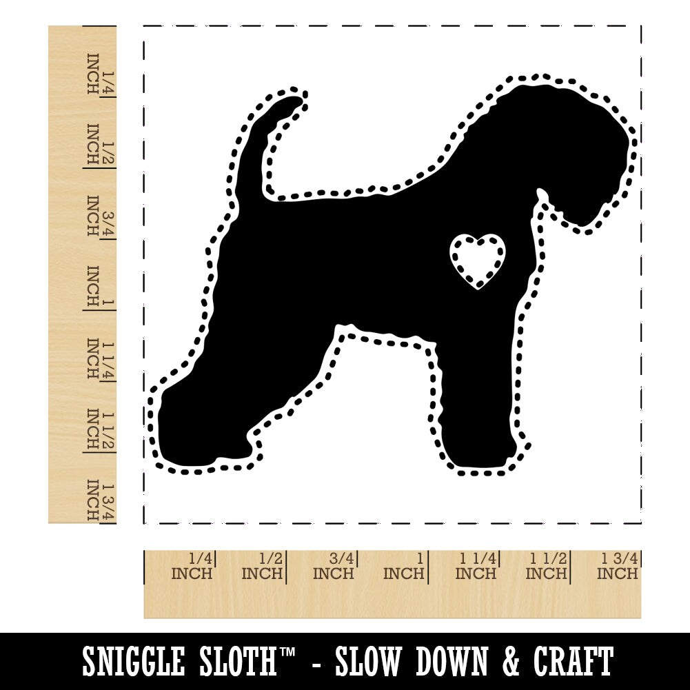 Soft Coated Wheaten Terrier Dog with Heart Square Rubber Stamp for Stamping Crafting