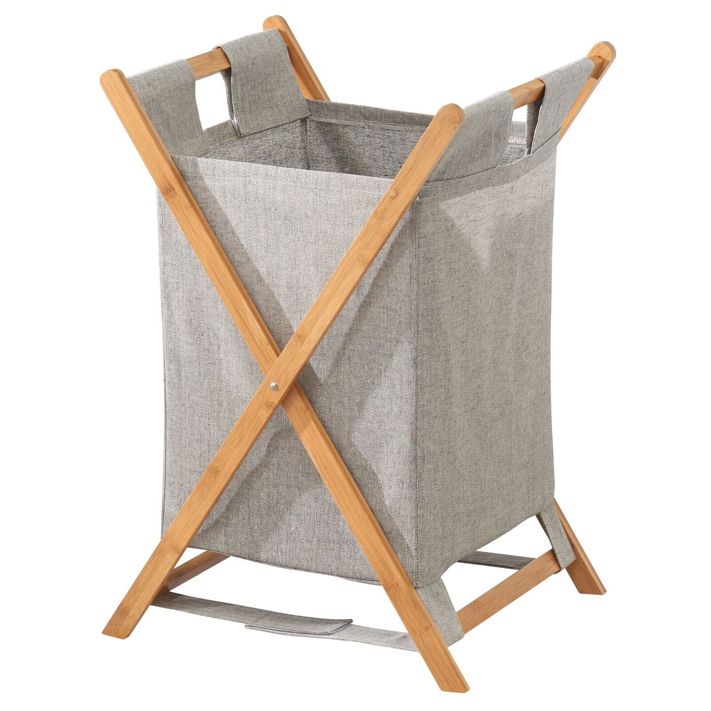 mDesign Bamboo Laundry Hamper, Portable/Collapsible Fabric Bag