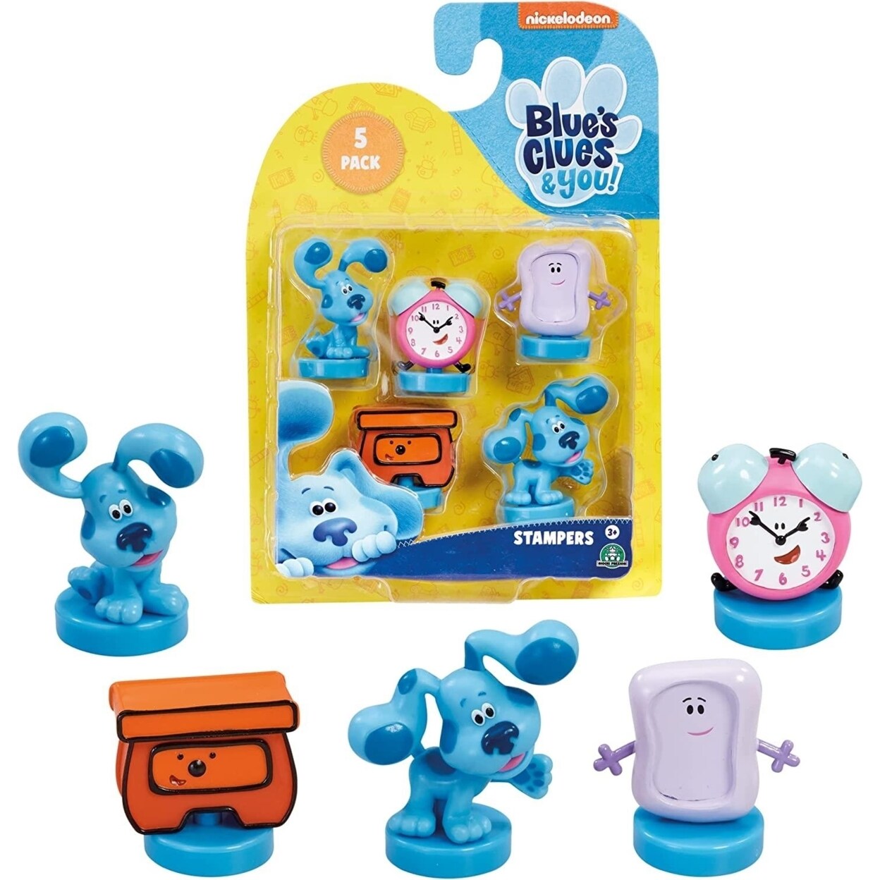 PMI International Blues Clues Stamps 5pk Tickety Tock Clock Slippery Soap Sidetable Drawer Set