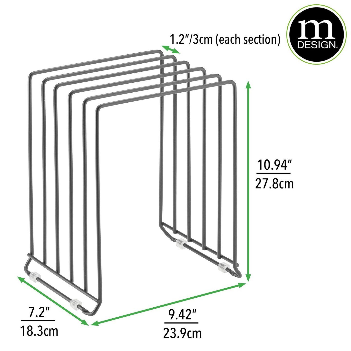 mDesign Metal Wire Pot/Pan Organizer Rack for Kitchen, 5 Slots