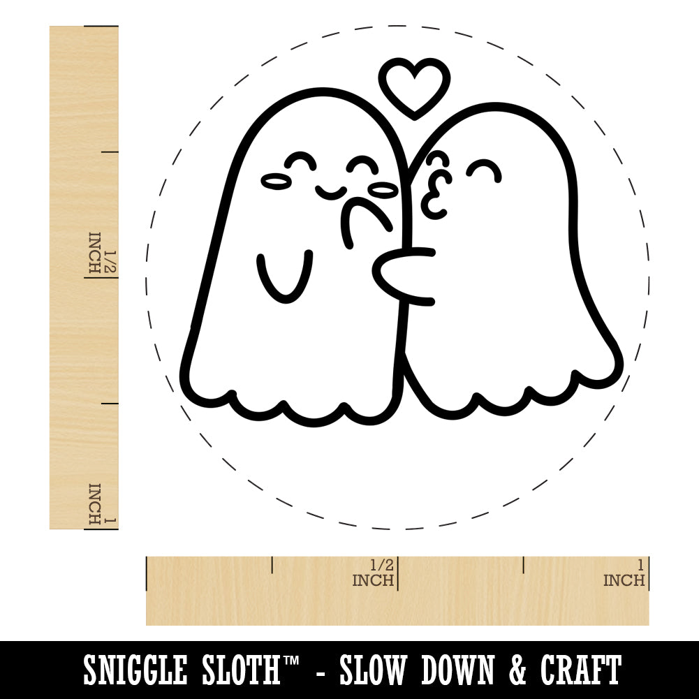 Two Ghosts in Love Kissy Face Halloween Rubber Stamp for Stamping Crafting Planners