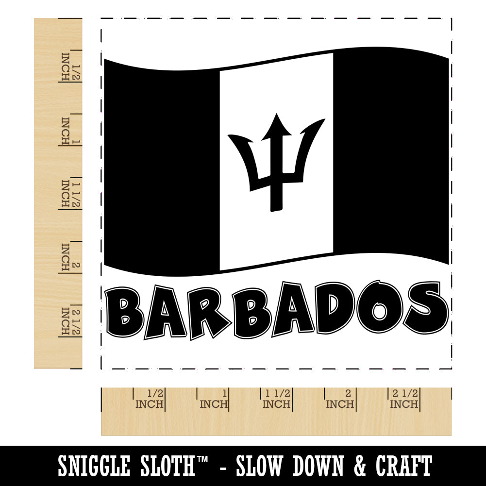 Barbados with Waving Flag Cute Square Rubber Stamp for Stamping Crafting Michaels