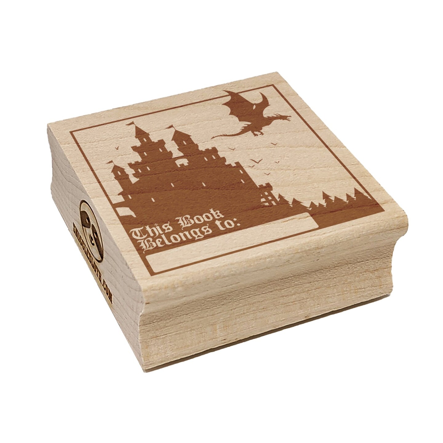 Dragon Castle This Book Belongs To Square Rubber Stamp for Stamping Crafting