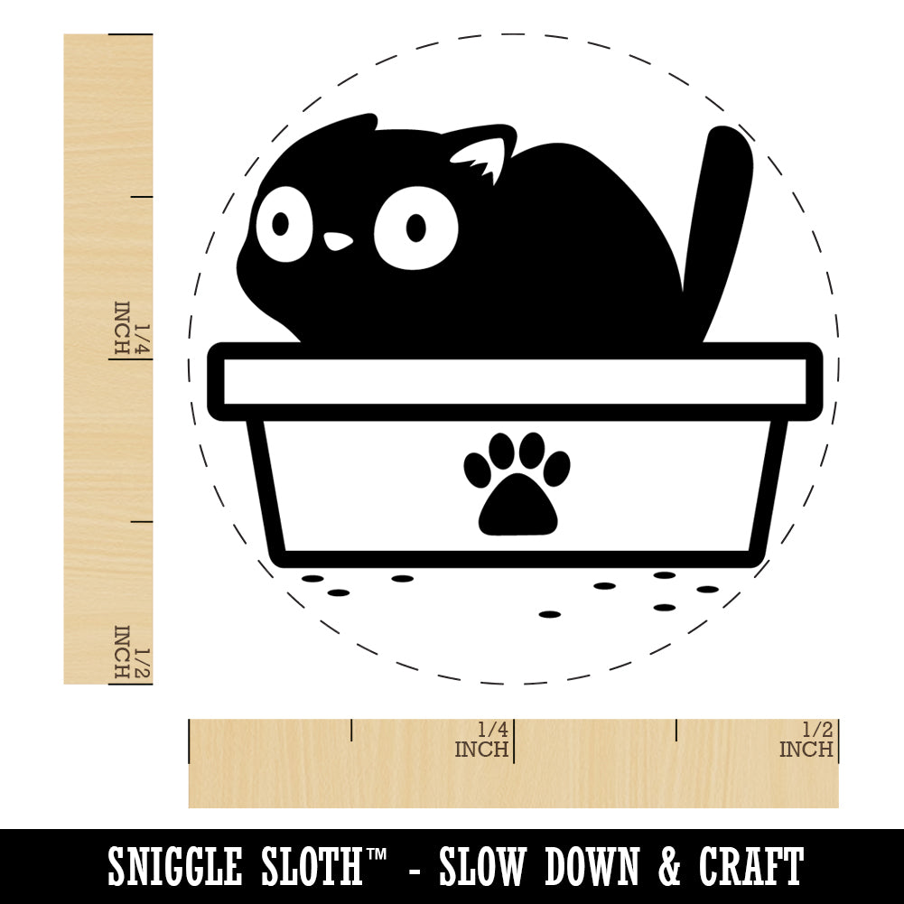 Cat Pooping Litter Box Funny Rubber Stamp for Stamping Crafting