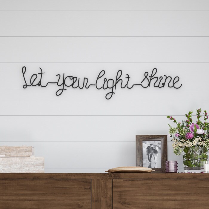 Lavish Home Metal Cutout- Let Your Light Shine Cursive Sign-3D Word Art Home Accent Decor