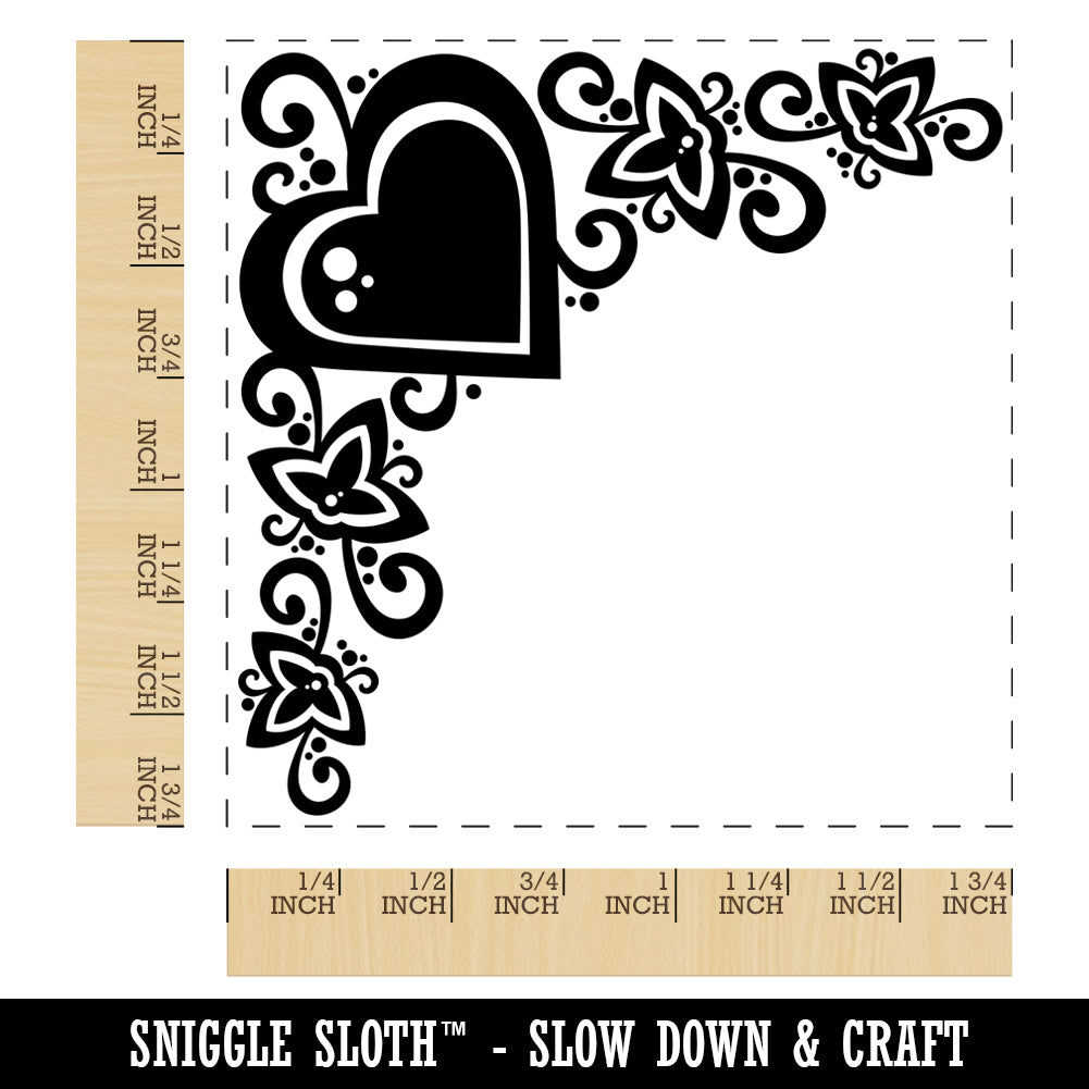Heart Love Floral Corner Square Rubber Stamp for Stamping Crafting