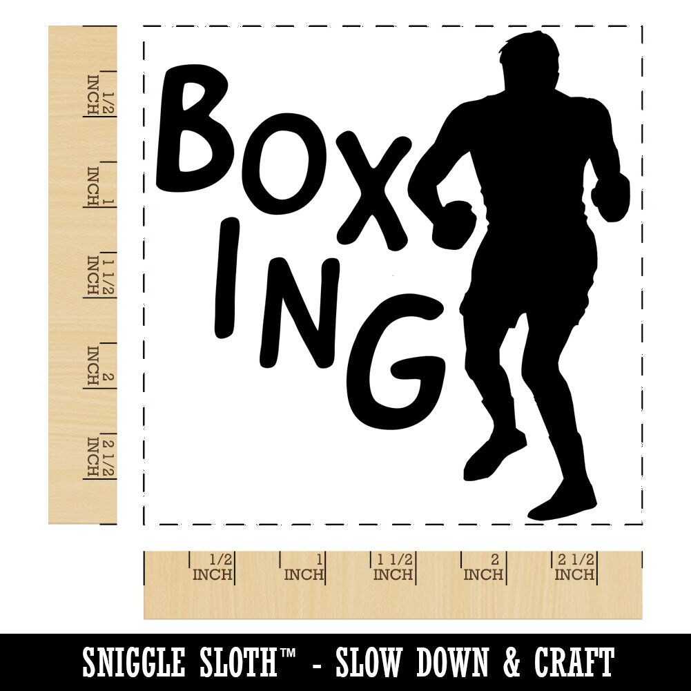 Boxer Boxing Fun Text Square Rubber Stamp for Stamping Crafting