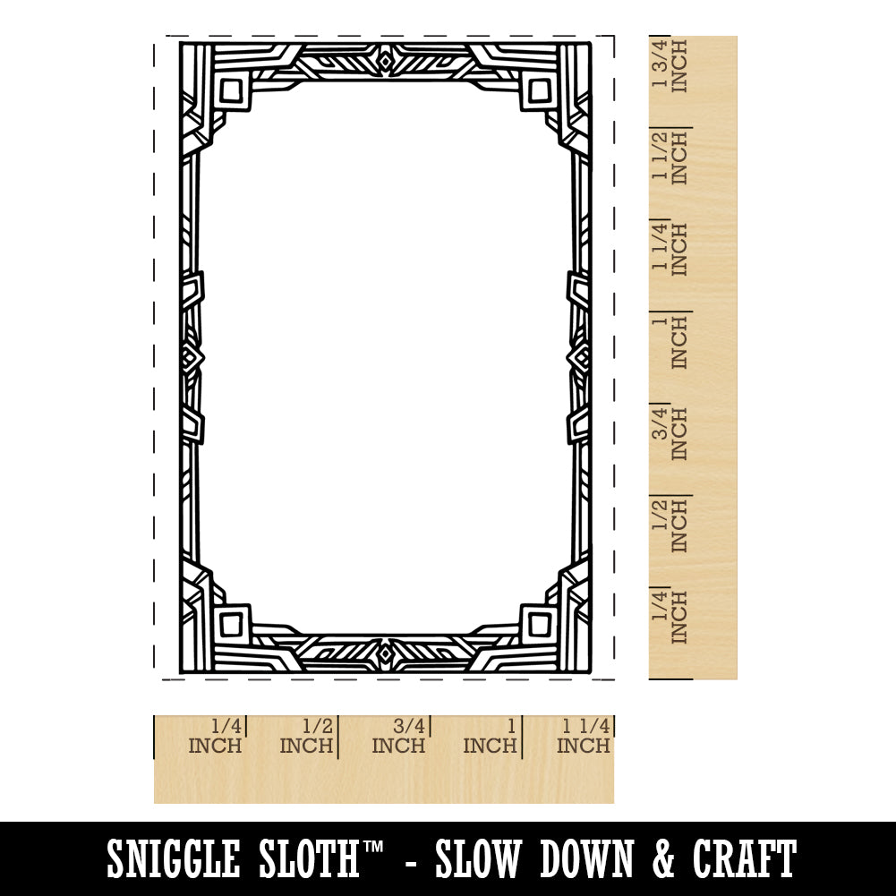 Art Deco Geometric Frame Rectangle Rubber Stamp for Stamping Crafting
