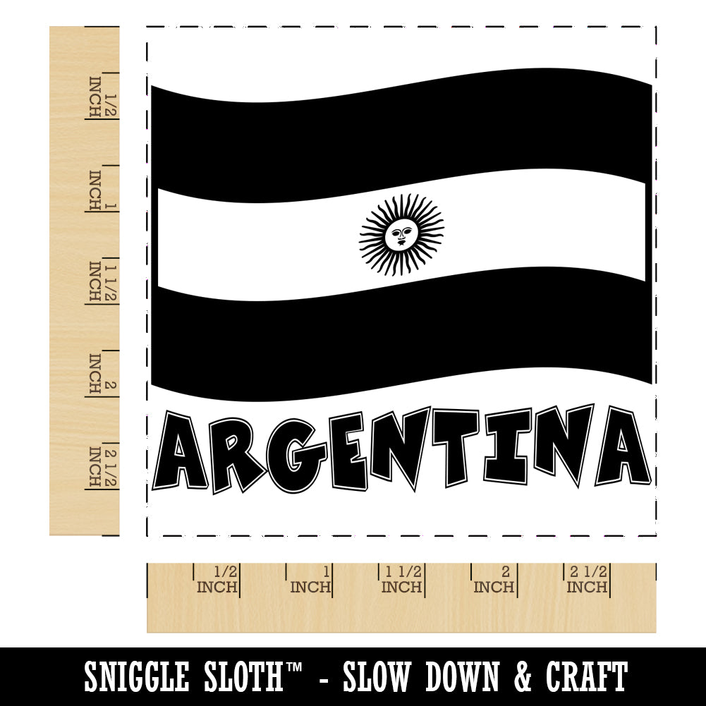 Argentina with Waving Flag Cute Square Rubber Stamp for Stamping Crafting
