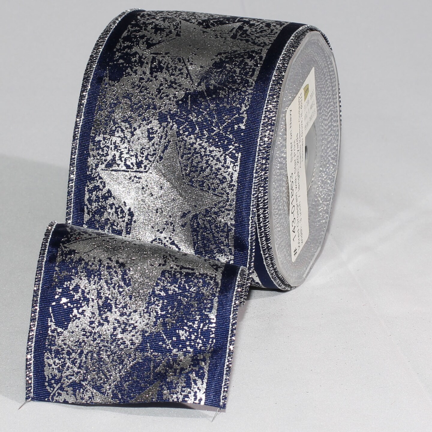 The Ribbon People Navy Blue and Silver Star Wired Craft Ribbon 3" x 40 Yards