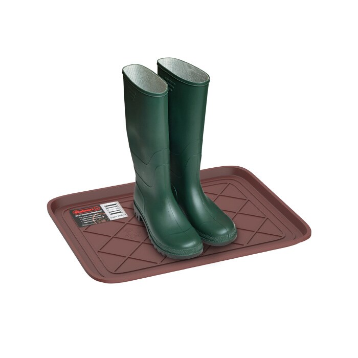 All Weather Boot Tray Small 19X15 Inches Water Resistant Brown Plastic Utility