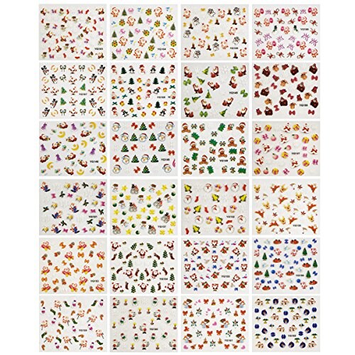 Wrapables 24 Sheets Falala Christmas Nail Stickers Holiday Nails Set Nail Art Sheets