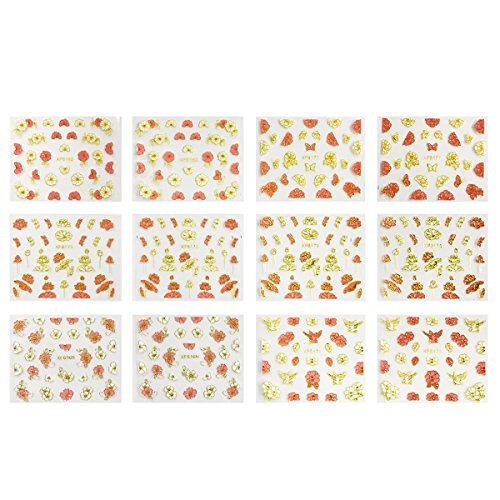 Wrapables 50 SHEETS Flowers, Hearts &#x26; Lace Nail Art Nail Stickers (Pink &#x26; White)