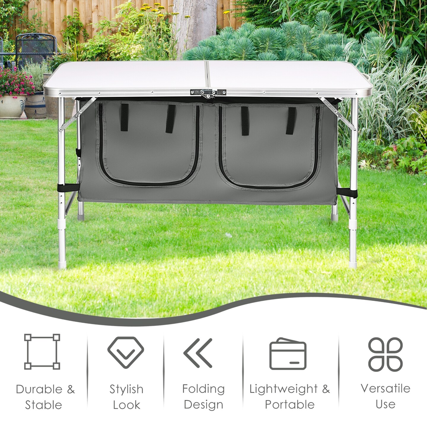 Height Adjustable Folding Camping  Table