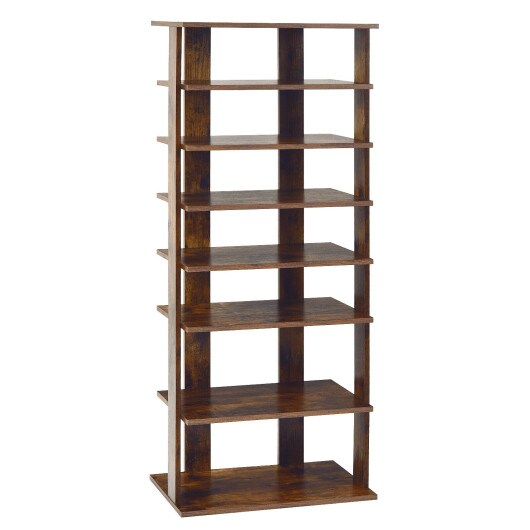 7-Tier Dual 14 Pair Shoe Rack Free Standing Concise Shelves Storage