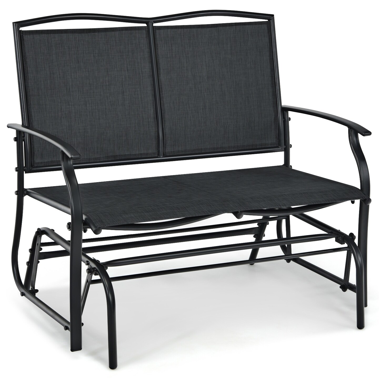 Garden Park Bench Steel Frame Seating with Armrests, Weather-Ready Build and Spacious Design for Outdoor Relaxation