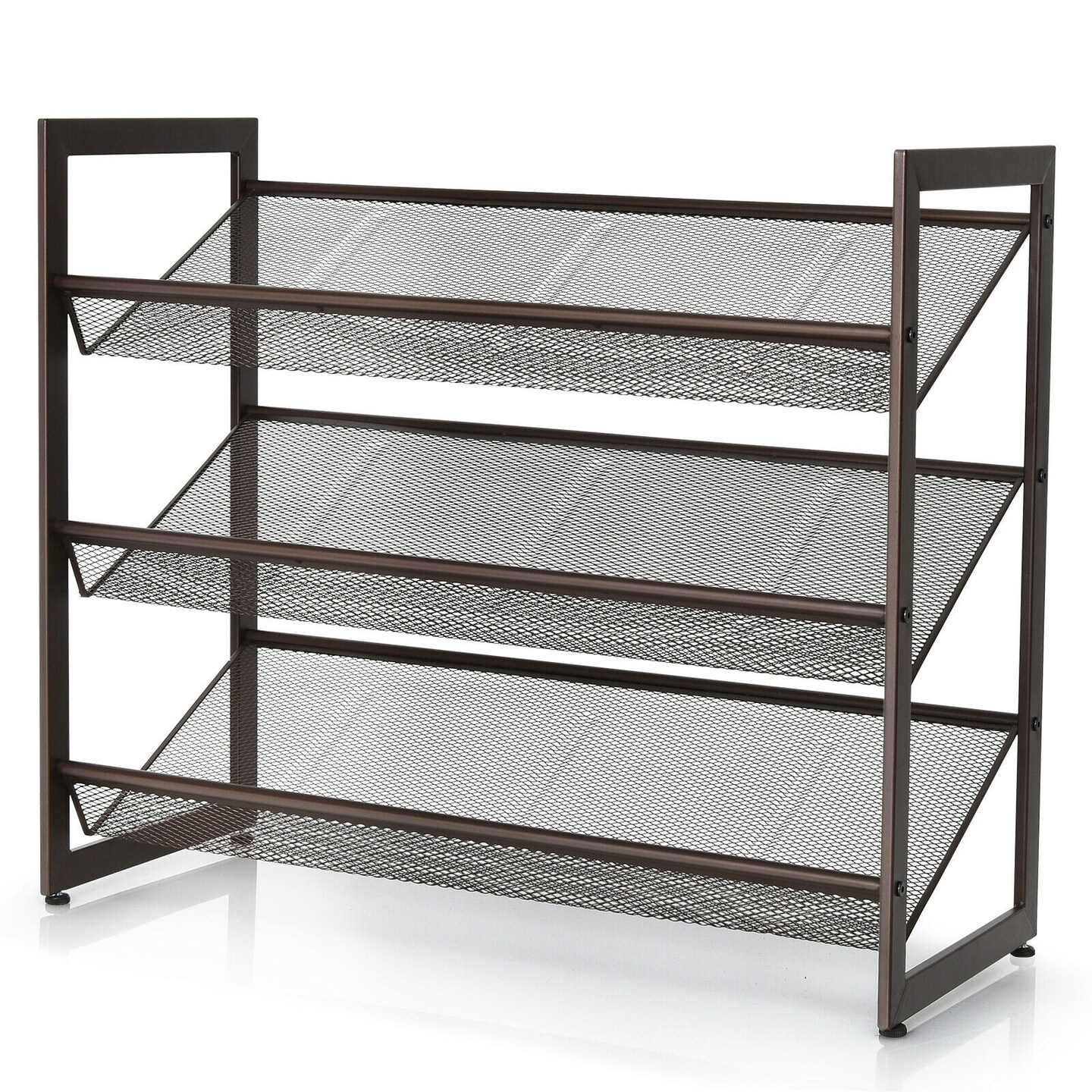 2/3/4 Tiers Flat and Slant Metal Shoe Rack for Entryway Hallway