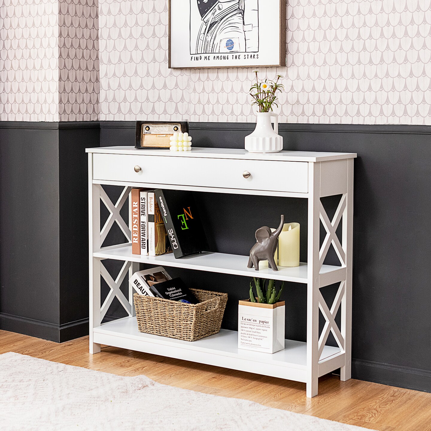Console Table 3Tier with Drawer and Storage Shelves Michaels