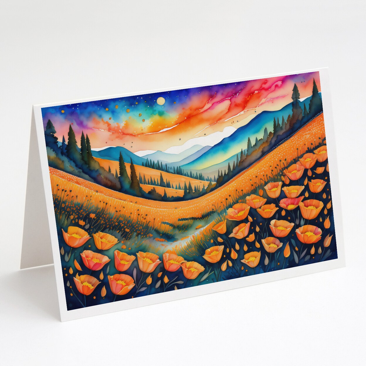 Caroline&#x27;s Treasures California Poppies in Color Greeting Cards and Envelopes Pack of 8