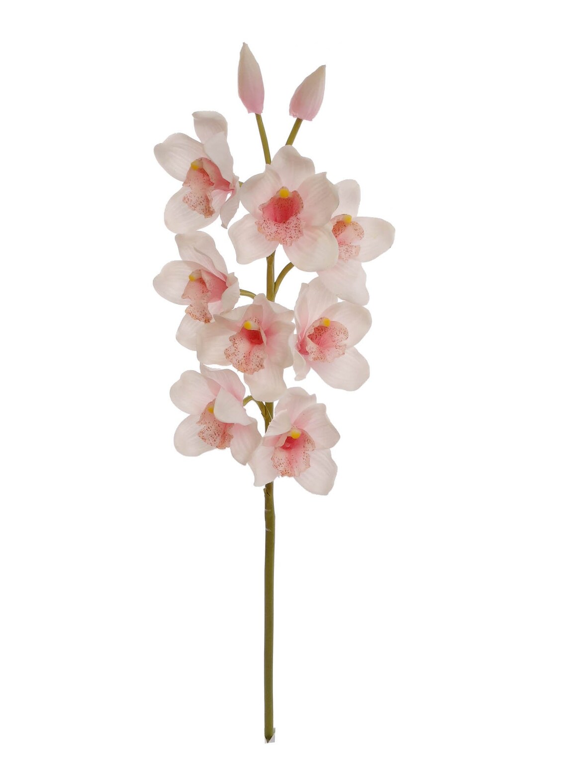 Lifelike 30" Light Pink Silk Cymbidium Orchid Stem - Elegant and Versatile Floral Decor for Any Occasion