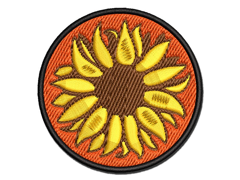 Fancy Blooming Sunflower Flower Multi-Color Embroidered Iron-On or Hook &#x26; Loop Patch Applique