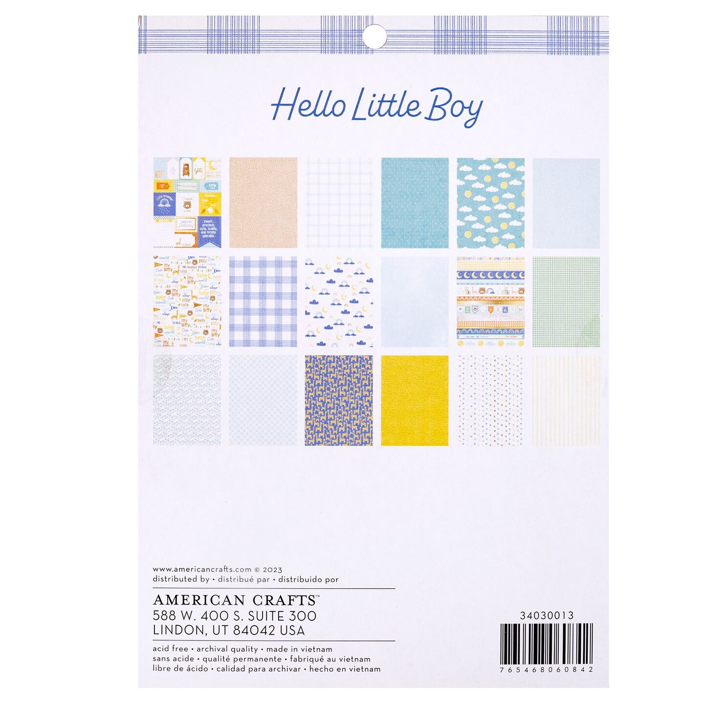 American Crafts Single-Sided Paper Pad 6"X8" 36/Pkg-Hello Little Boy