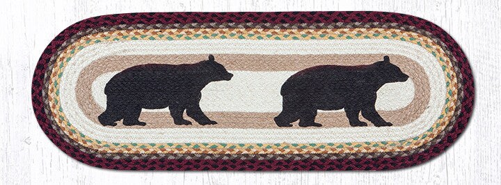Earth Rugs OP-395 Cabin Bear Oval Patch Runner 13&#x22; x 36&#x22;