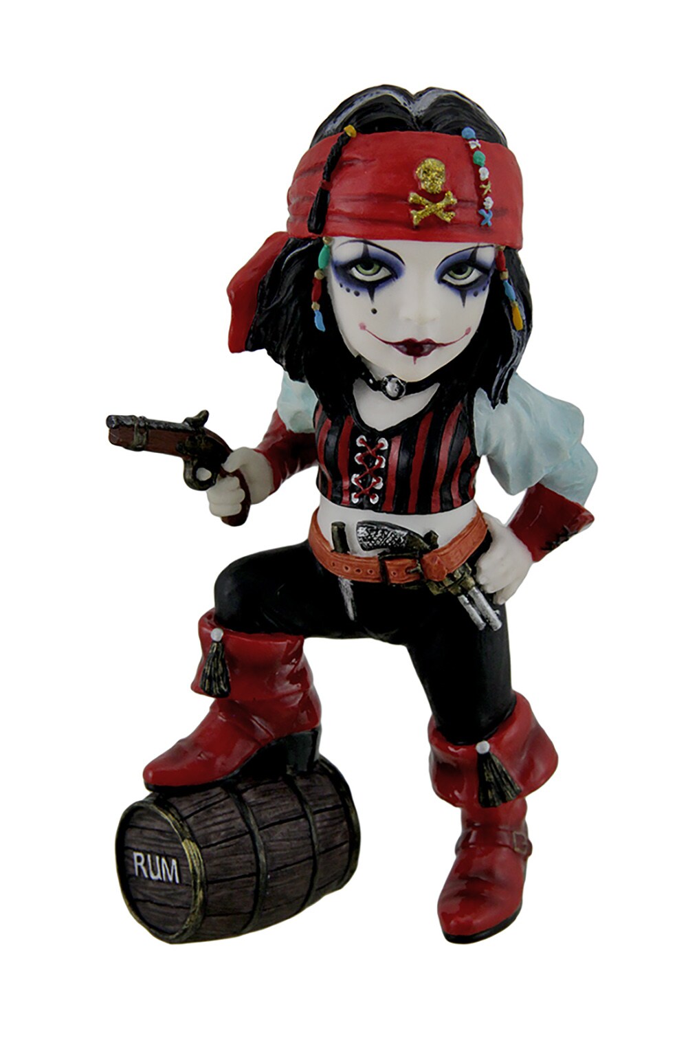 Cosplay Pirate Girl w/ Barrel of Rum Statue