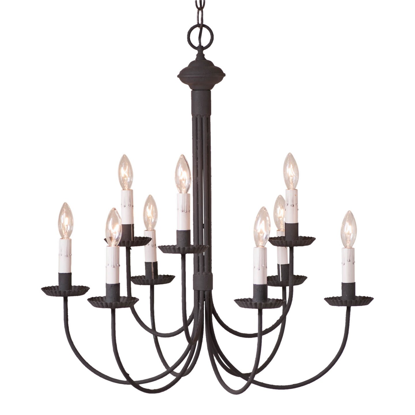 Irvin&#x27;s Country Tinware 9-Arm Grandview Chandelier with Gray Sleeves