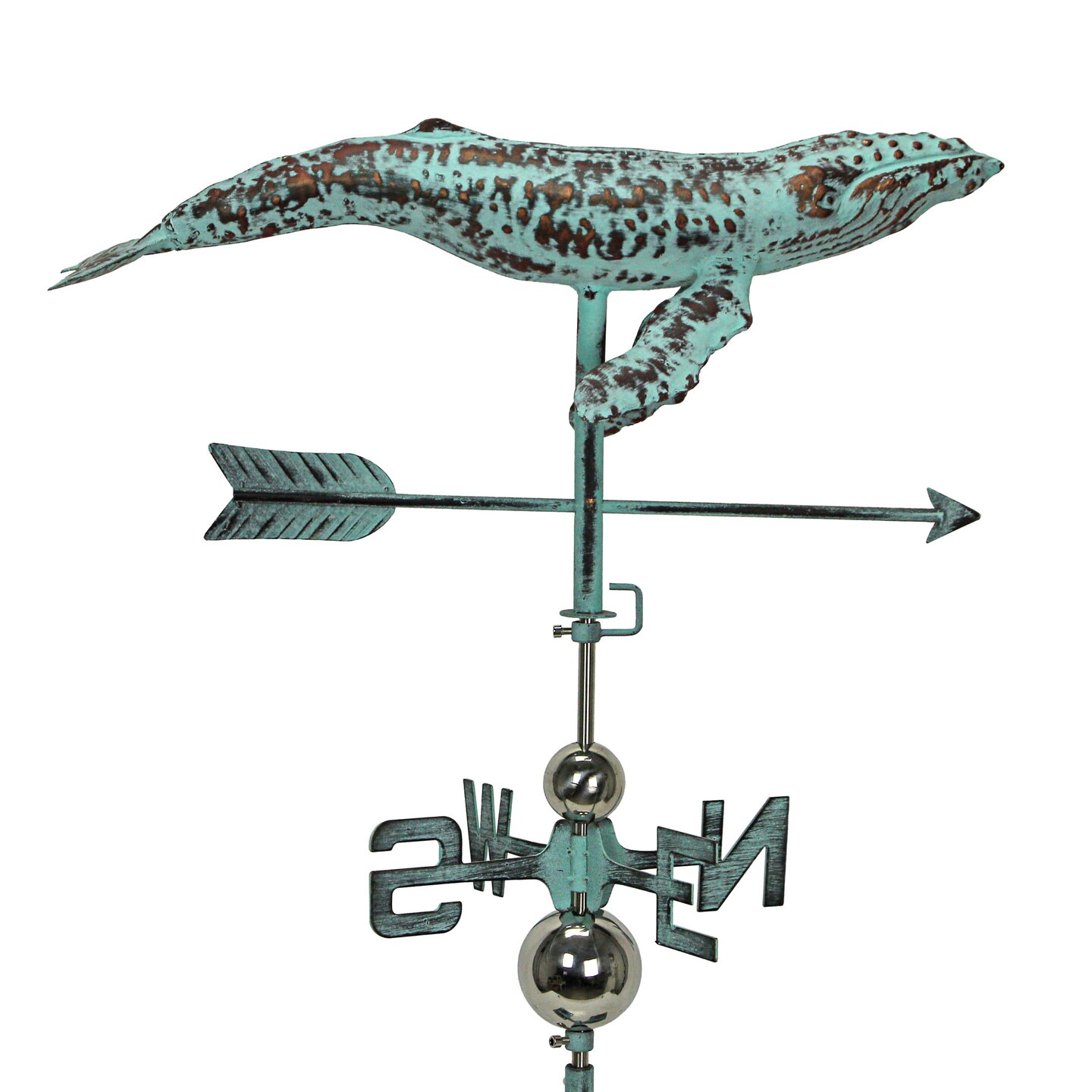 Verdigris Copper Humpback Whale Weathervane