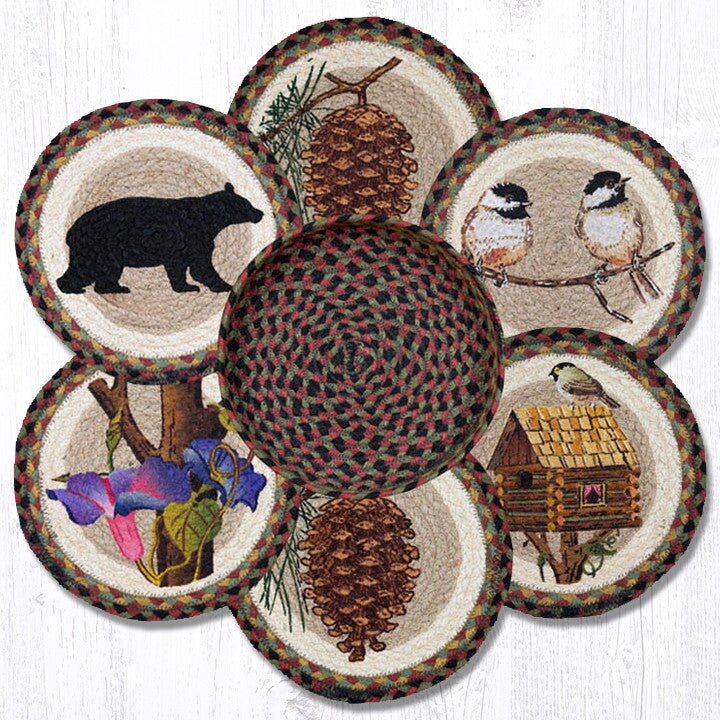Earth Rugs 81 Cabin Bear Trivets in a Basket