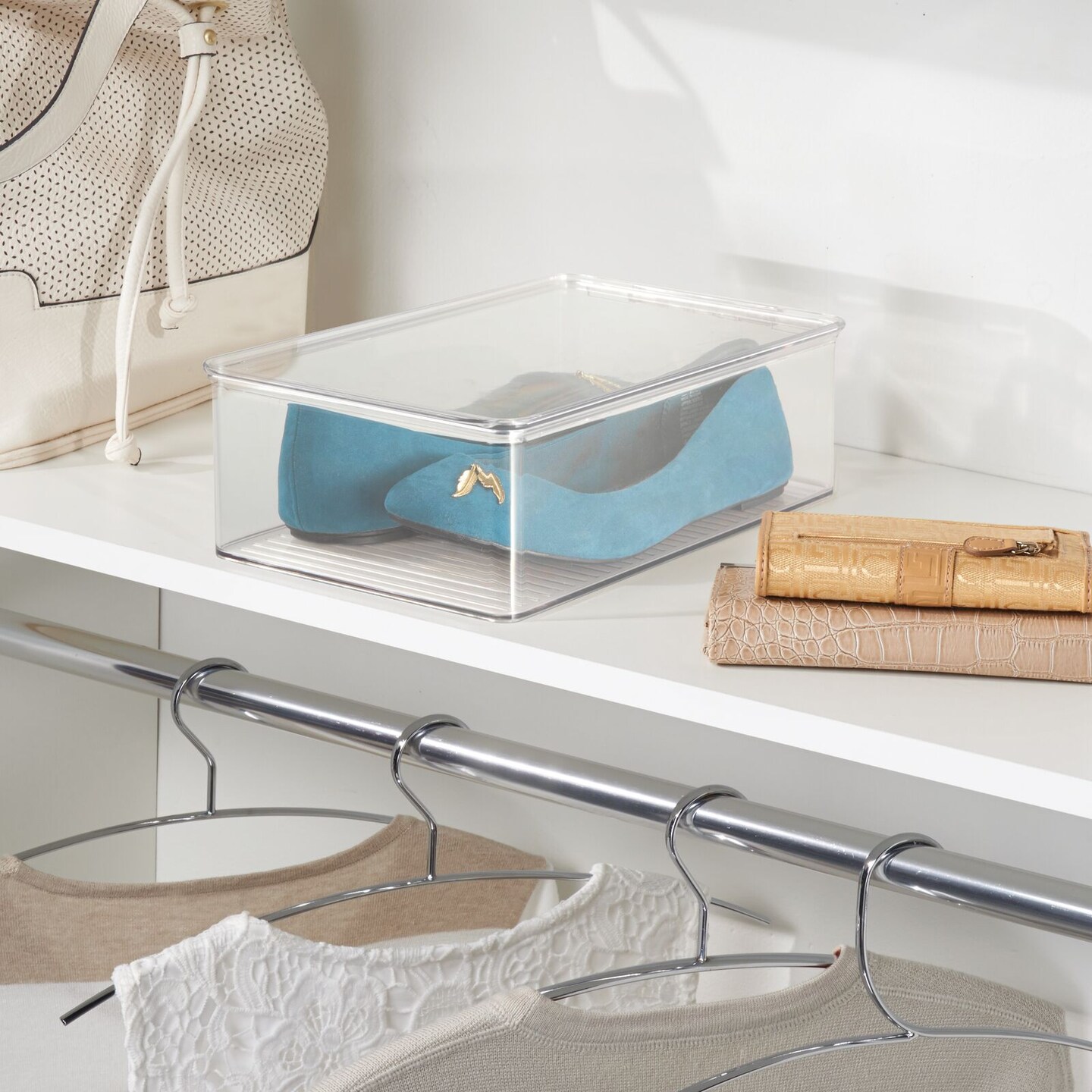 mDesign Plastic Stackable Toy Storage Bin with Attached Lid