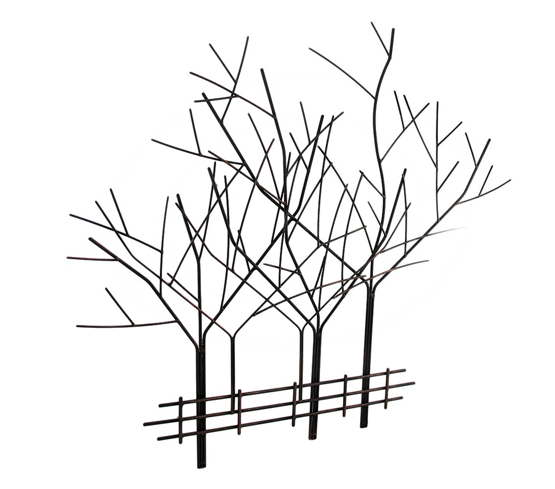 Aged Copper Finished Wrought Iron Winter Tree Wall Sculpture