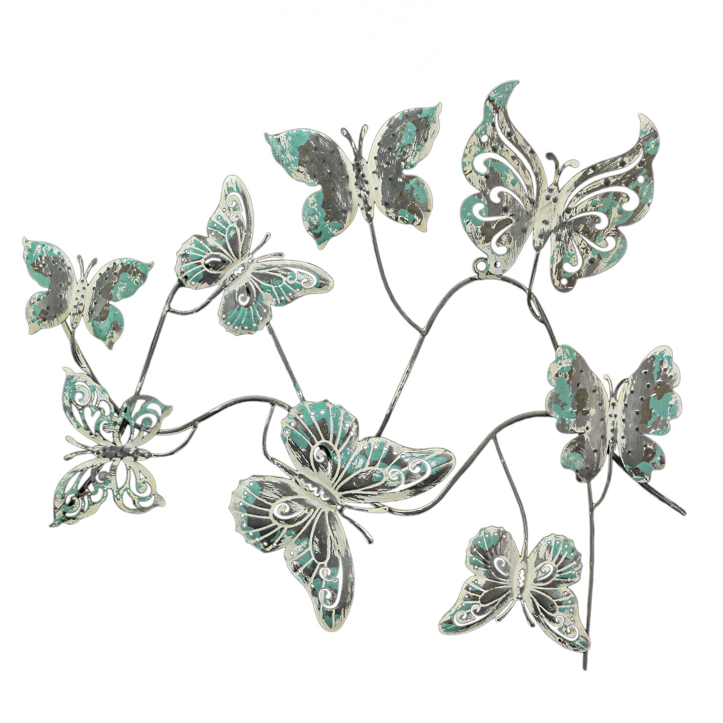 23 In Rustic Galvanized Metal Butterfly Wall Art Hanging Garden Home D&#xE9;cor