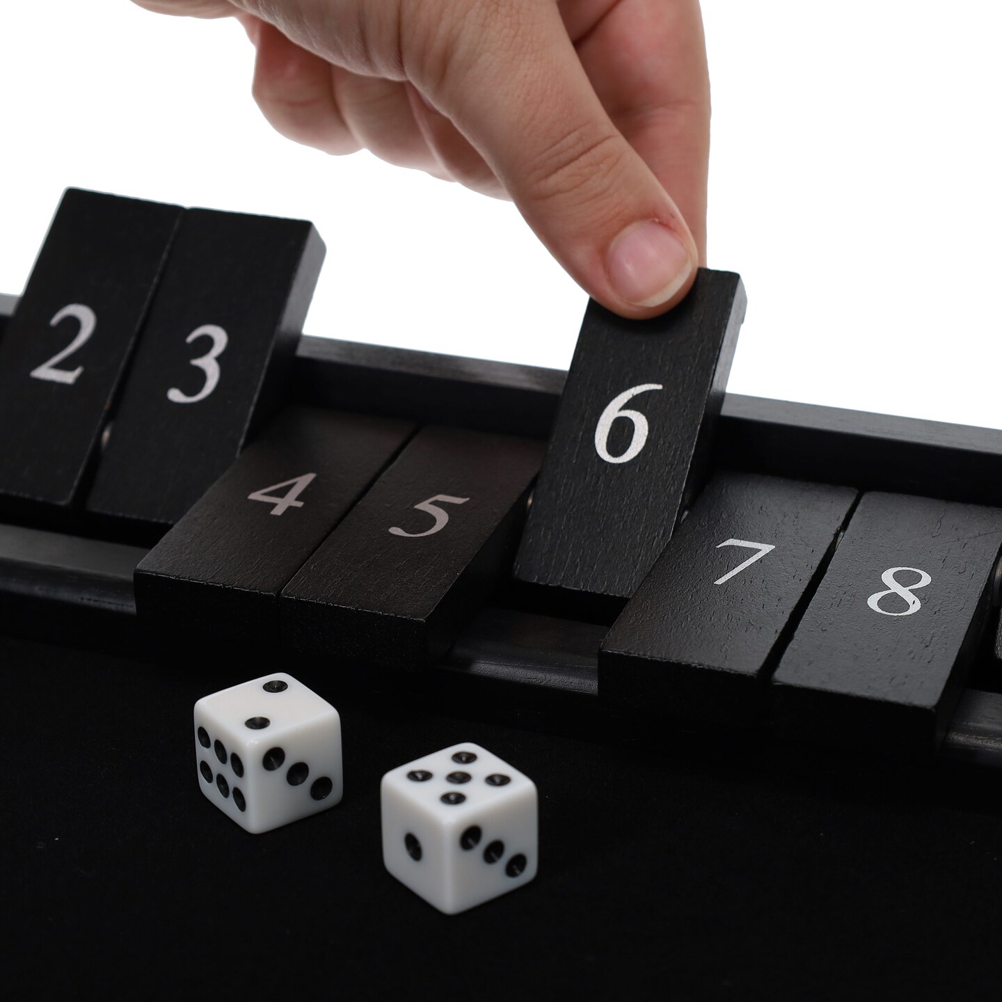 WE Games 12 Number Shut the Box Board Game, Black Stained Wood, 13.5 in.