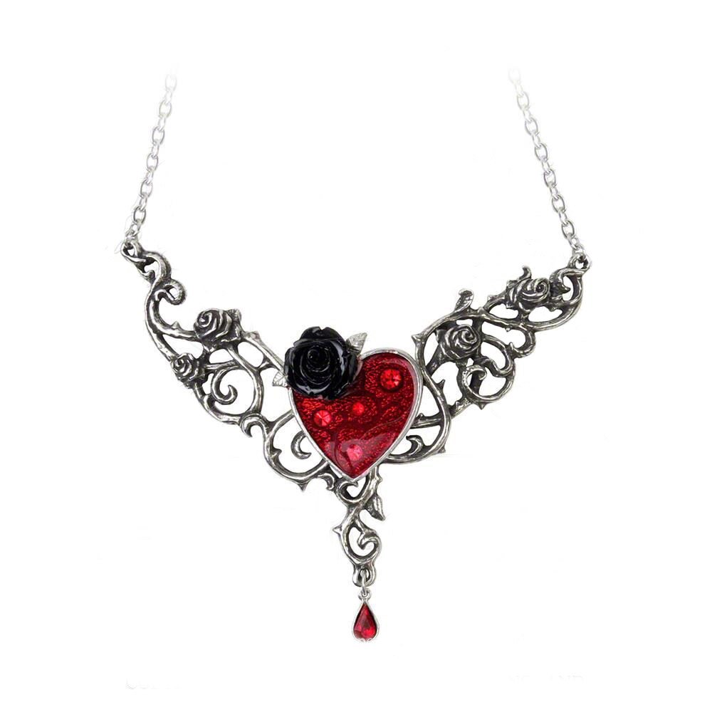 Alchemy Gothic Blood Rose Heart Pendant Necklace