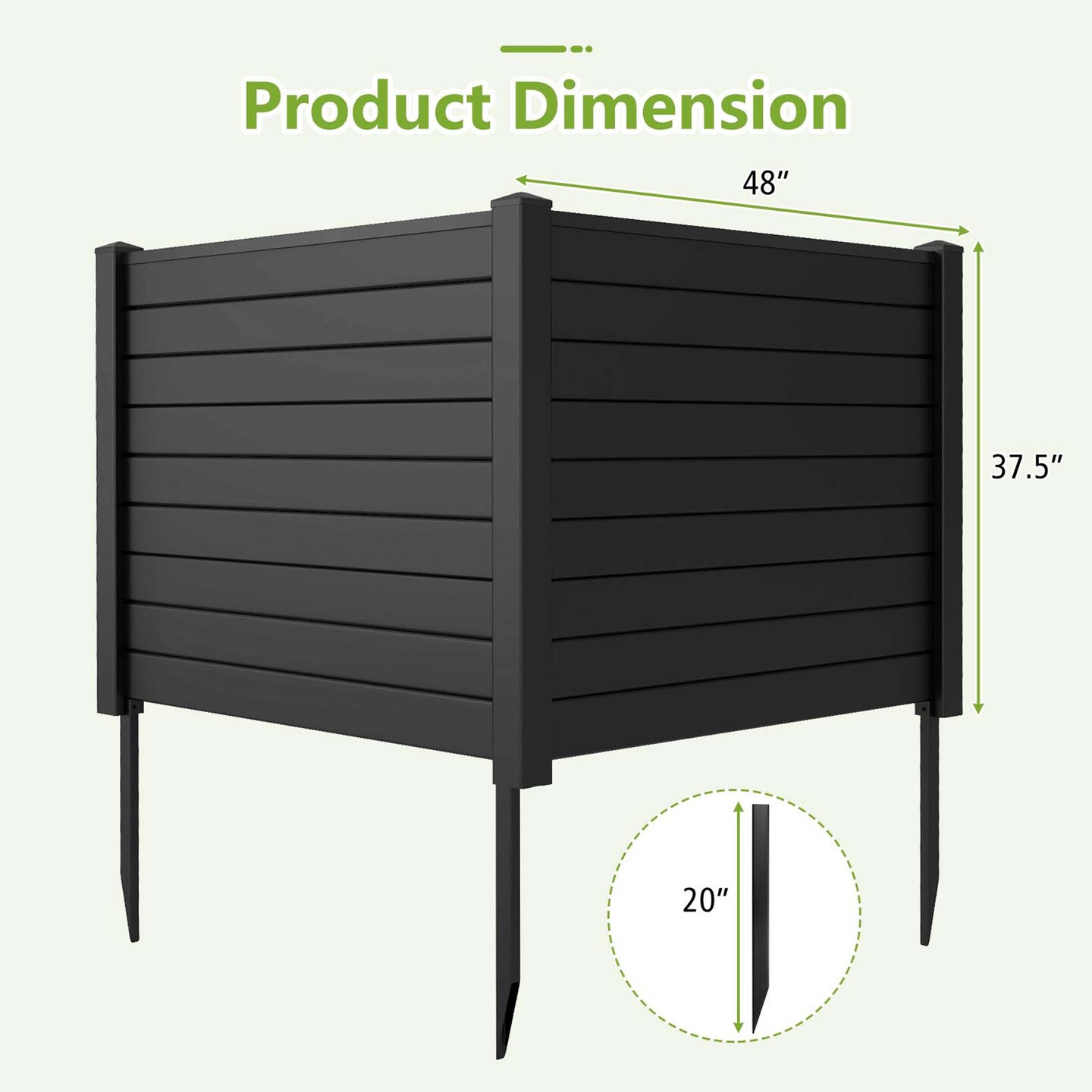Costway 48&#x22;L x 37.5&#x22;H Air Conditioner Fence with 3 Ground Stakes Black/White