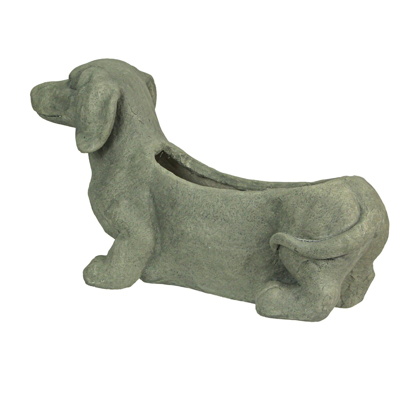 Resin Distressed Rustic Finish Dachshund Dog Indoor Outdoor Planter