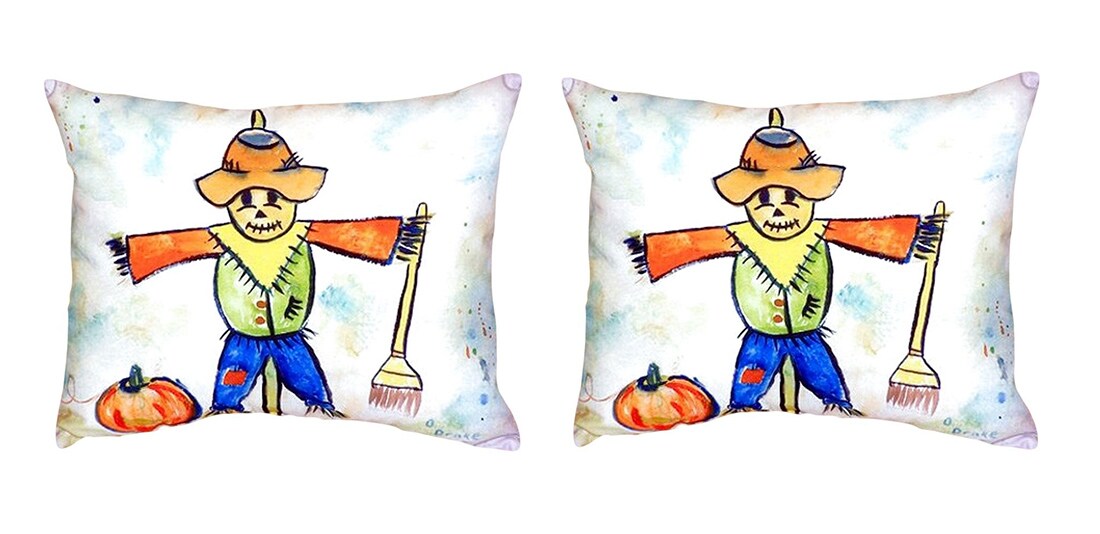 Pair of Betsy Drake Scarecrow No Cord Pillows 16 Inch X 20 Inch