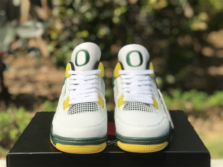 Air Jordan 4 Retro Oregon Duckman PE White Green Yellow Sneakers for Men and Women MakerPlace by Michaels